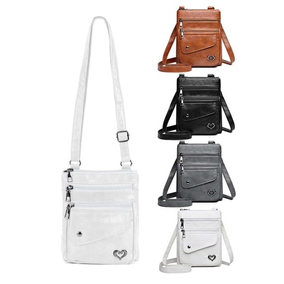 LAVA Women’s Retro Shoulder Bag | Washed Leather Mini Crossbody Purse Adjustable Strap Lightweight Portable Wallet for Daily Use, Travel and Outdoor Activities (White)