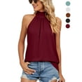 thumbnail image 1 of LAVA Women's Sleeveless Tie Halter Neck Summer Tops Casual Tank Top Blouse Shirts (Red, 2XL), 1 of 7