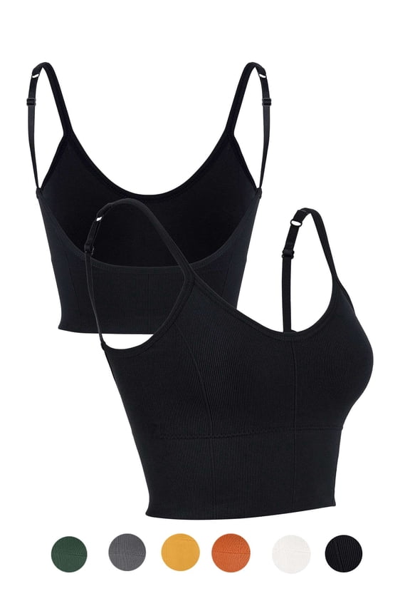 Womens Sport Bra Padded Cami Bralette Crop Tops Yoga Push Up Vest (White, L/XL)