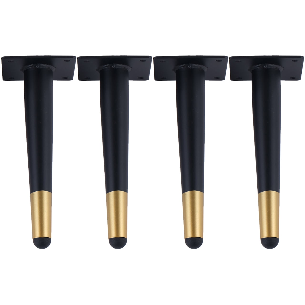 10 Inch Metal Furniture Legs - Pack Of 4, Mid Century Modern Triangle Design, Iron Black/Gold, For Sofa Table Chair DIY Projects