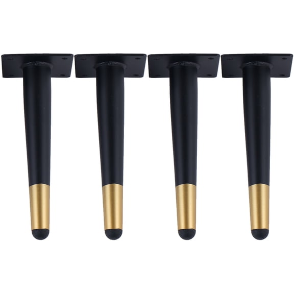 LAVANE 10 inch / 25cm Metal Furniture Legs, Set of 4 Mid Century Modern Iron Straight Tapered Furniture Replacement Feet Black Gold for Home DIY Project Sofa Couch Cabinet Table Chair
