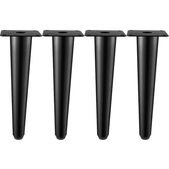 LAVANE 12 inch / 30cm Metal Furniture Legs, Set of 4 Mid Century Modern Iron Straight Tapered Furniture Replacement Feet Black for Home DIY Project Sofa Couch Cabinet Table Chair