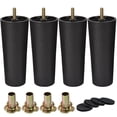 thumbnail image 1 of LAVANE 4 inch / 10cm Plastic Furniture Legs, Set of 4 Mid Century Modern Round Replacement Couch Feet with Pre-Drilled M8 5/16 Inch Bolt & Mounting Plate for Sofa Couch Cabinet Ottoman, 1 of 6
