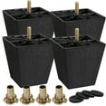thumbnail image 1 of LAVANE 4 inch / 10cm Plastic Furniture Legs, Set of 4 Mid Century Modern Square Pyramid Replacement Couch Feet with Pre-Drilled M8 5/16 Inch Bolt & Mounting Plate for Sofa Couch Cabinet Ottoman, 1 of 6