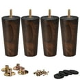 thumbnail image 1 of LAVANE 5 Inch / 12 cm Wooden Furniture Legs Set of 4 Mid-Century Modern Solid Wood Round Wenge Replacement Feet with Pre-Drilled 5/16" Bolt & Mounting Plate for DIY Cabinet Sofa Couch Ottoman, 1 of 1