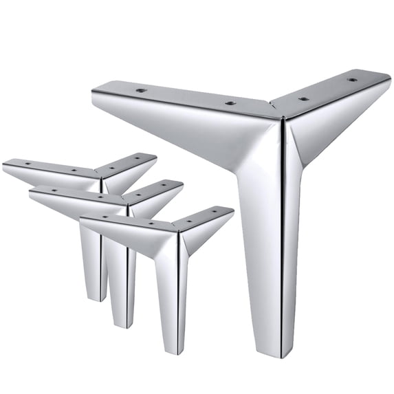 LAVANE 6 Inch / 15 cm Metal Furniture Legs, Set of 4 Modern Iron Diamond Triangle Furniture Feet DIY Replacement Chrome for Cabinet Cupboard Sofa Couch Chair Ottoman