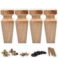 thumbnail image 1 of LAVANE 6 inch / 15cm Wooden Furniture Legs, Set of 4 Solid Wood Carved Geometry Unfinished Replacement Bun Feet with Mounting Plate & Screws for Sofa Cabinet Couch Table TV Stand, 1 of 7