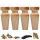 thumbnail image 1 of LAVANE 6 inch / 15cm Wooden Furniture Legs, Set of 4 Solid Wood Carved Geometry Unfinished Replacement Bun Feet with Mounting Plate & Screws for Sofa Cabinet Couch Table TV Stand, 1 of 7
