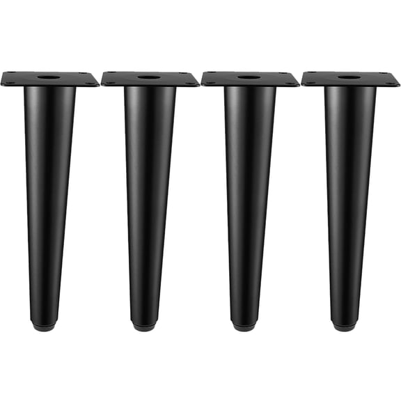 LAVANE 8 inch / 20cm Metal Furniture Legs, Set of 4 Mid Century Modern Iron Straight Tapered Furniture Replacement Feet Black for Home DIY Project Sofa Couch Cabinet Table Chair