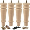 thumbnail image 1 of LAVANE 8 inch / 20cm Unfinished Wooden Furniture Legs, 4PCS Soild Wood Turned Spindle Replacement Bun Feet with Pre-Drilled M8 Inch Bolt & Mounting Plate for Sofa Couch Chair Ottoman, 1 of 6