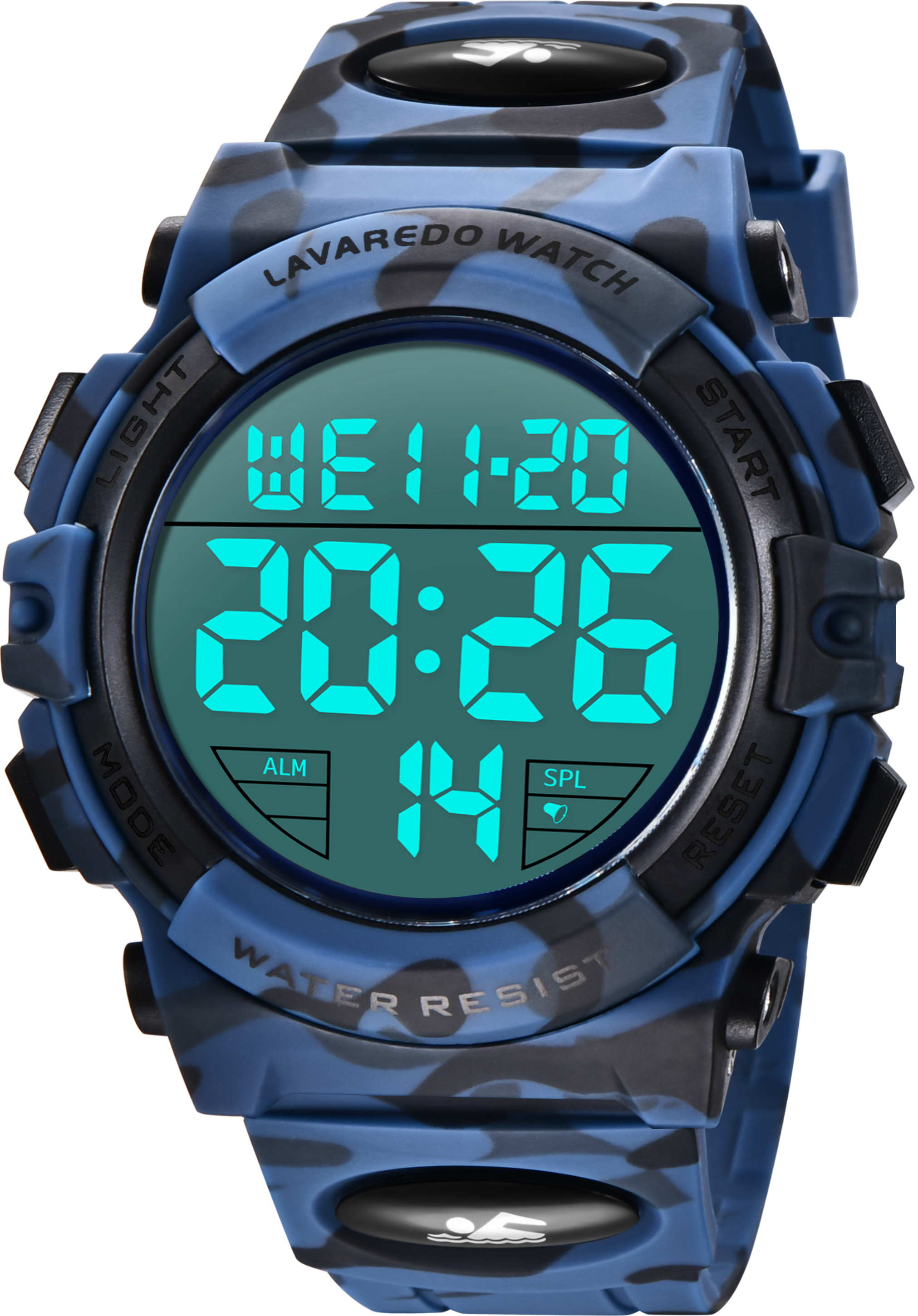 Montre Digitale Sport Timever Homme - Nylon, Alarme, Chrono, étanche 3 ATM - Style Militaire Multifonction
