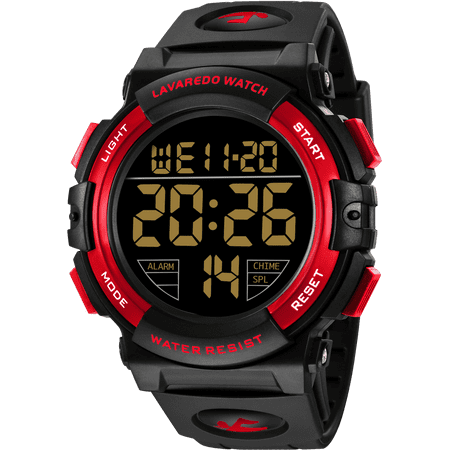 LAVAREDO Men's Digital Sports Watch, Large Face Watches Shock Resistant Waterproof Outdoor Watches with Stopwatch Alarm LED Back Light Christmas Gift for Man