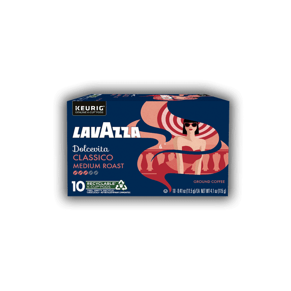 LavAzza Dolcevita Classico Medium Roast Naturally Caffeinated K-Cups, 10 Count