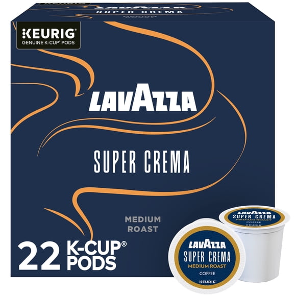 Lavazza, Super Crema Medium Espresso Roast K-Cup Coffee Pods, 22 Count