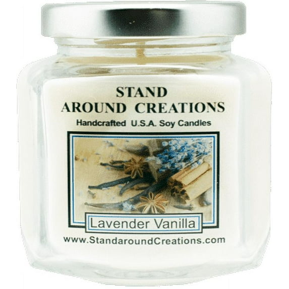LAVENDER VANILLA HEX 6-OZ. ALL NATURAL SOY CANDLE