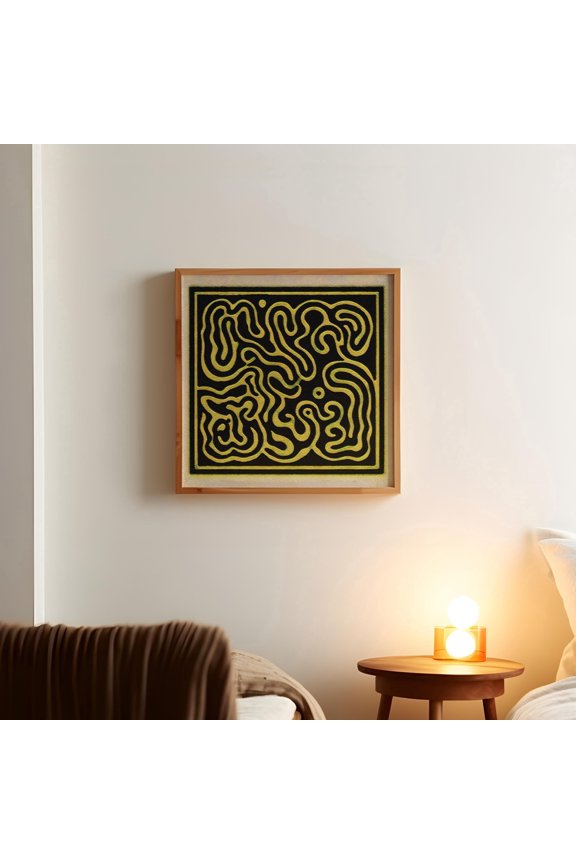 LAVIE Abstract Line Art Poster Summer Beach Wall Art Retro Inspired Boho Decor 70s Psychedelic Aura Print Funky Y2K Decor No Frame