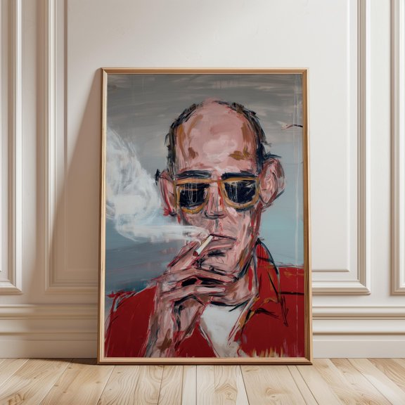 LAVIE Expressionist Smoking Portrait Poster, Modern Figurative Man Wall Art, Hypebeast Mancave Print UNFRAMED