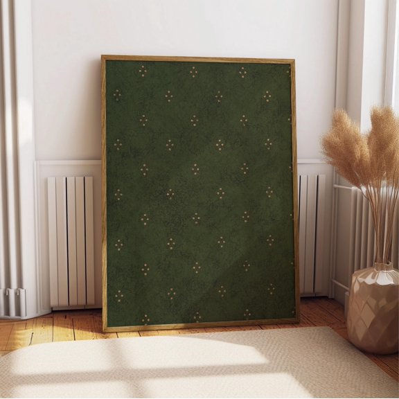 LAVIE Forest Green Pattern Print Antique Gold Dot Textured Wall Art Dark Academia Minimalist Poster Earthy Vintage Wallpaper Decor Art Print No Frame