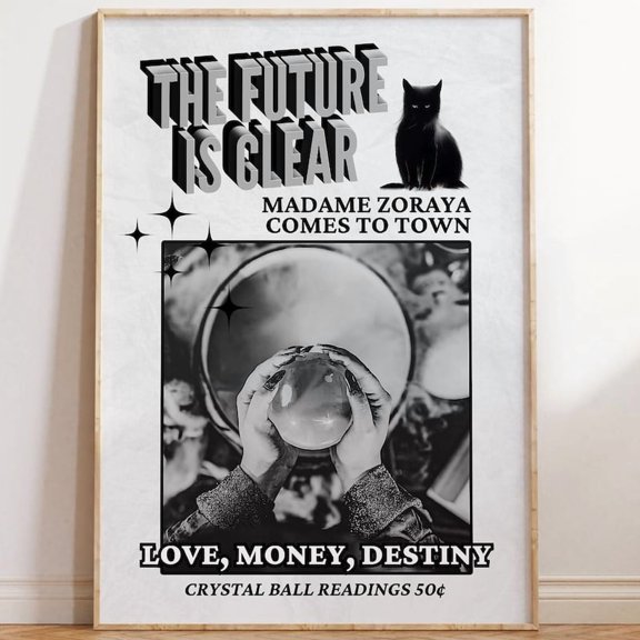 LAVIE Fortune Teller Newspaper Print: Retro Mystical Advertisement No Frame BO104