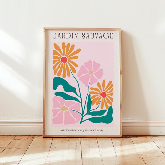 LAVIE Jardin Sauvage Poster Wildflower Print Retro Floral Wall Art French Botanical Art Poster Mid Century Floral Abstract Flower Print No Frame