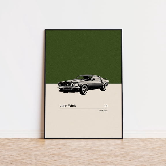 LAVIE John Wick Inspire Poster No Frame| Car in Movie Poster No Frame| Mid Century Modern Poster No Frame| Minimalist Poster No Frame| Retro Art Print | Classic Movie