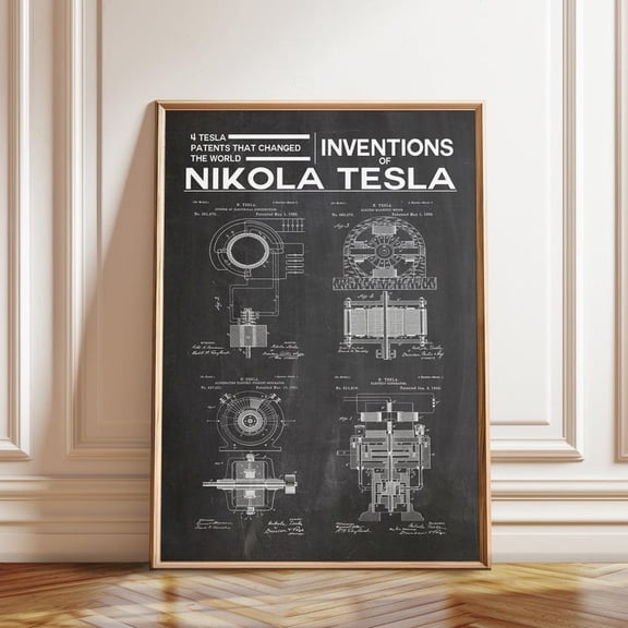 LAVIE Nikola Tesla Patent Wall Art - Tesla's Ingenious Invention Poster - Science & Engineering Art - Poster No Frame