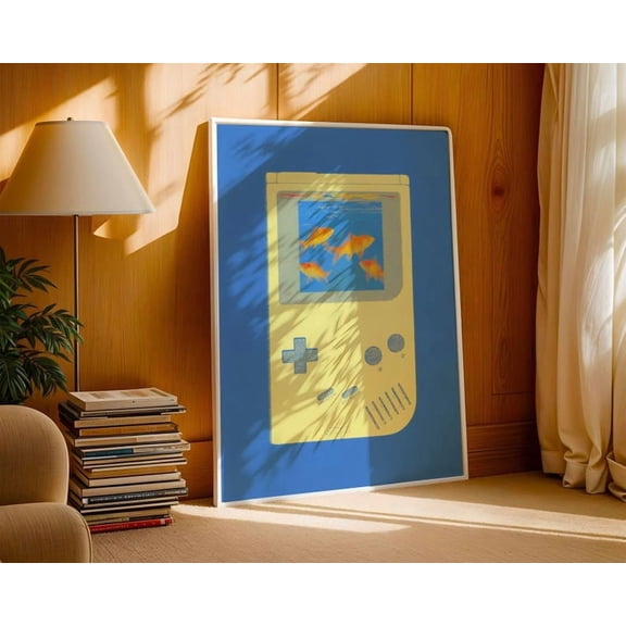 LAVIE Retro Gameboy Console Print - Nintendo Wall Art - Quirky Fish Art – Pop Art Gaming Poster – 90s Inspired Gamer Gift No Frame