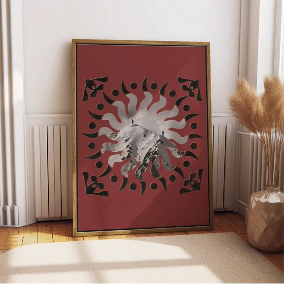 LAVIE Vintage Backcountry Ski Poster Ski Magazine Wall Art Retro Alpine Summit Print Ski Touring Wall Art Red Mountain Decor for Ski Lodge No Frame
