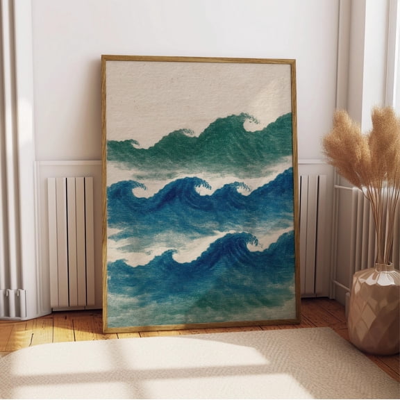 LAVIE Vintage Japanese Wave Print Retro Great Wave Poster Japanese Woodblock Art Oceanic Wall Decor Antique Sea Illustration Ukiyo e Print No Frame