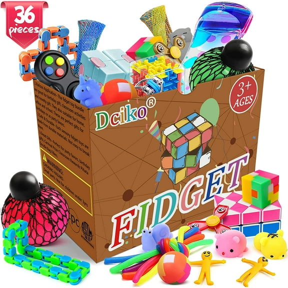 LAVINYA Fidget Toys Pack, 36 Pcs Sensory Toys Set for Kids Teens Adults, Fidget Box Assortment with Stress Balls Infinity Cube for Autistic ADHD Carnival Treasure Party Favors Classroom Rewards Prizes