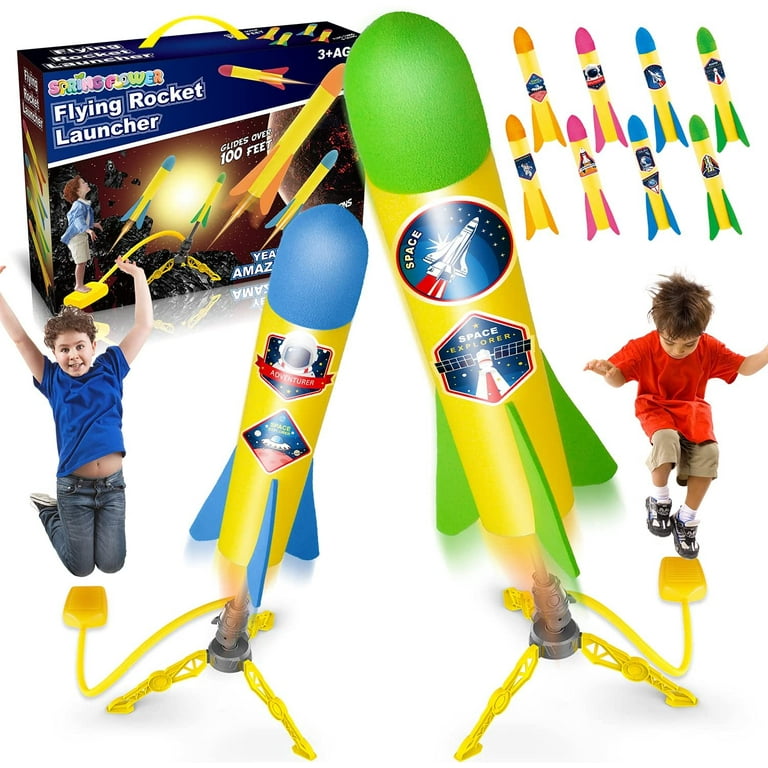 Rocket Launcher Toys for Kids, Shoots Up to 100 Feet – 8 Colorful Foam  Rockets and 2 Pack Sturdy Stomp Launchers, Fun Outdoor Toy Game for Kids,  Gift