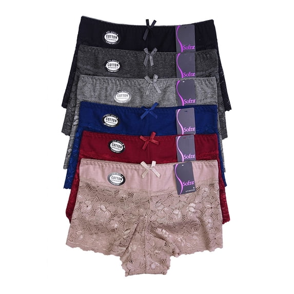 LAVRA 6 Pack of Women's Lace Boyshort Panties