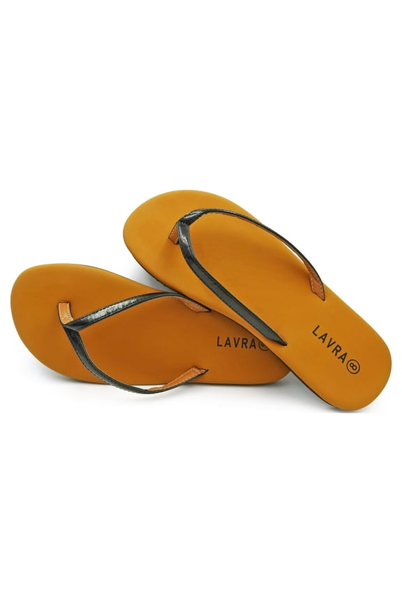LAVARA Women’s Flip Flop Cushioned Vegan Leather T Strap Thong Sandals&nbsp;