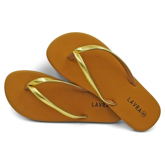 LAVARA Women’s Flip Flop Cushioned Vegan Leather T Strap Thong Sandals&nbsp;