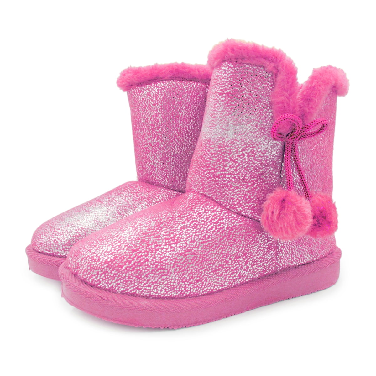 LAVRA Girl s Faux Fur Boots Kids Glitter Snow Booties Walmart