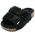 thumbnail image 1 of LAVRA Girls Double Strap Sandals Kids Fuzzy Fur Slides Flatform Shoes, 1 of 5