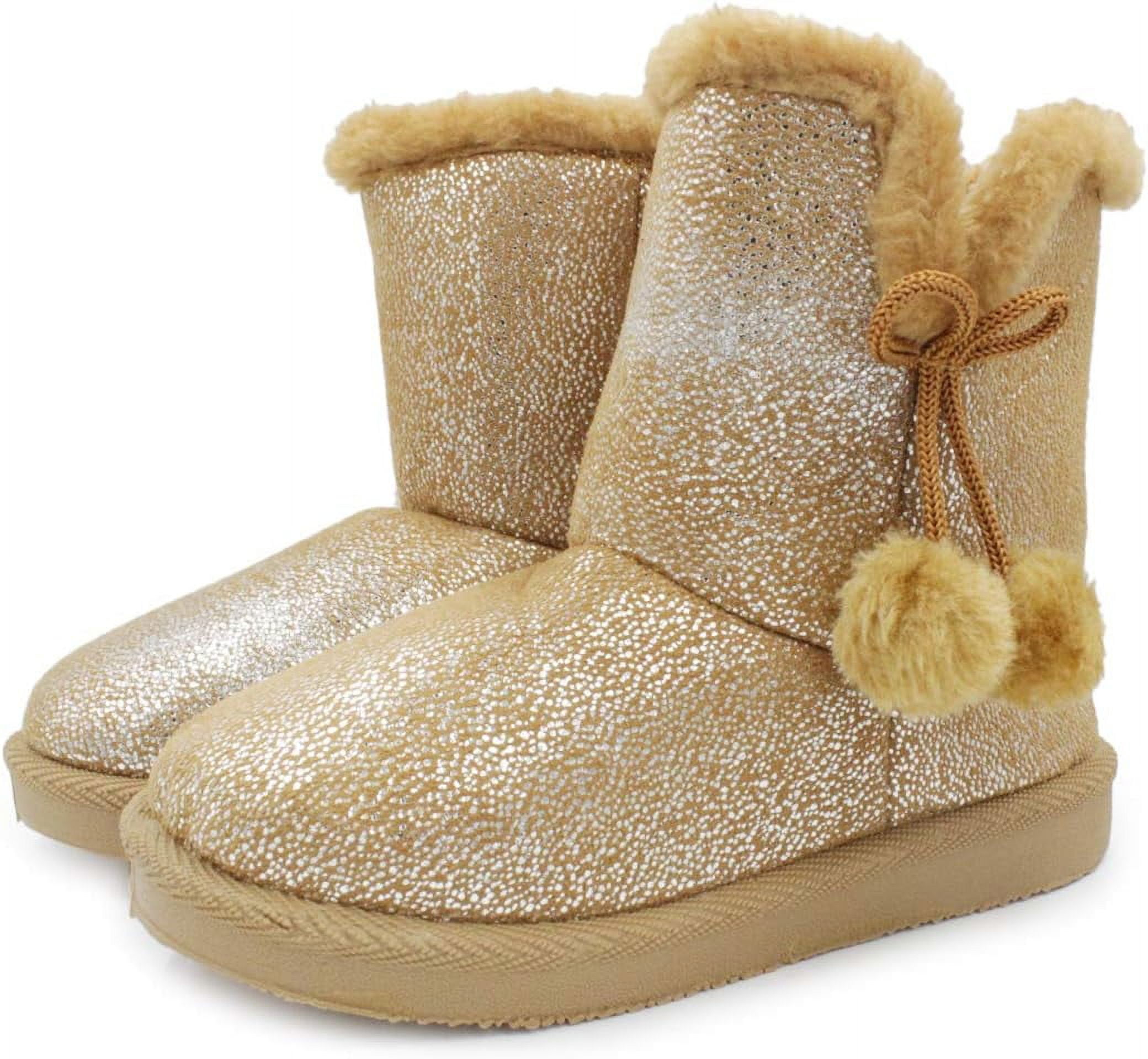 LAVRA Toddler Snow Boots for Girls Cute Faux Suede Calf Knit Girl ...