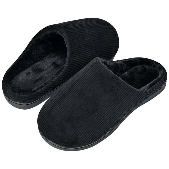 LAVRA Unisex Memory Foam Slippers Men/Women Corduroy Faux Fur Lined House Shoes
