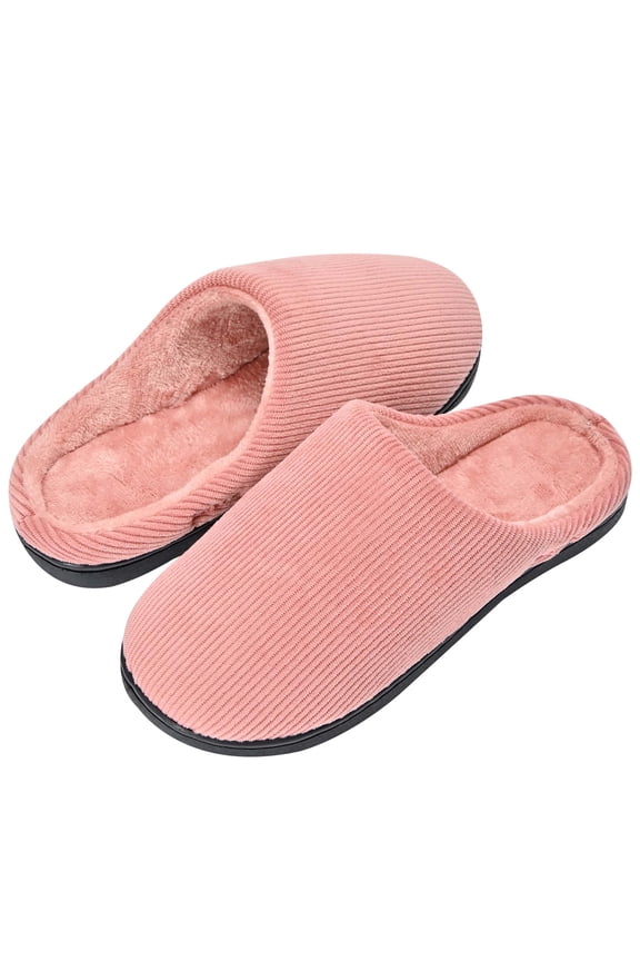 Unisex Memory Foam Slippers Men/Women Corduroy Faux Fur Lined House Shoes