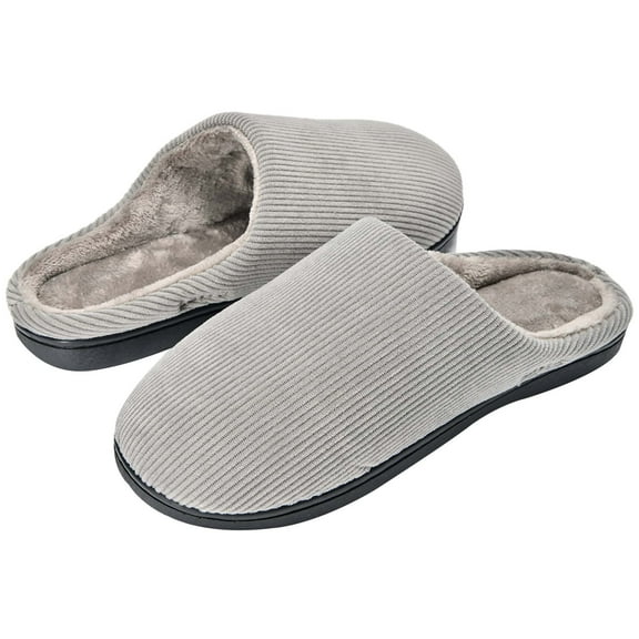 LAVRA Unisex Memory Foam Slippers Men/Women Corduroy Faux Fur Lined House Shoes