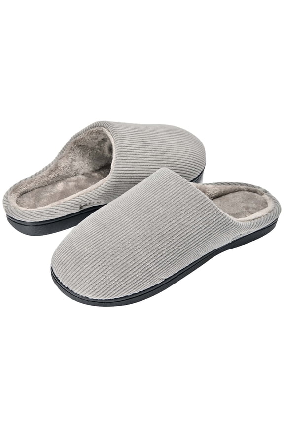 Unisex Memory Foam Slippers Men/Women Corduroy Faux Fur Lined House Shoes