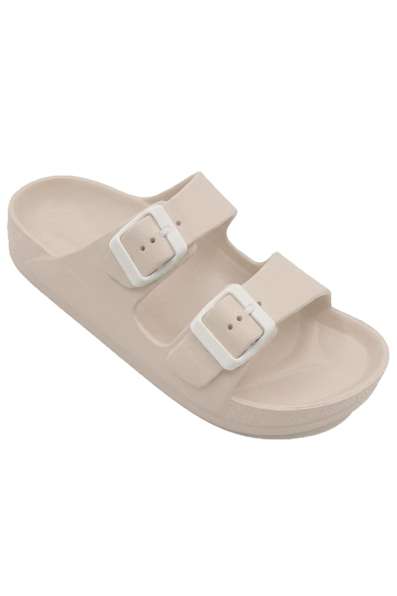 Women's Double Buckle Sandals Adjustable Strap EVA Lightweight Cushioned Slides