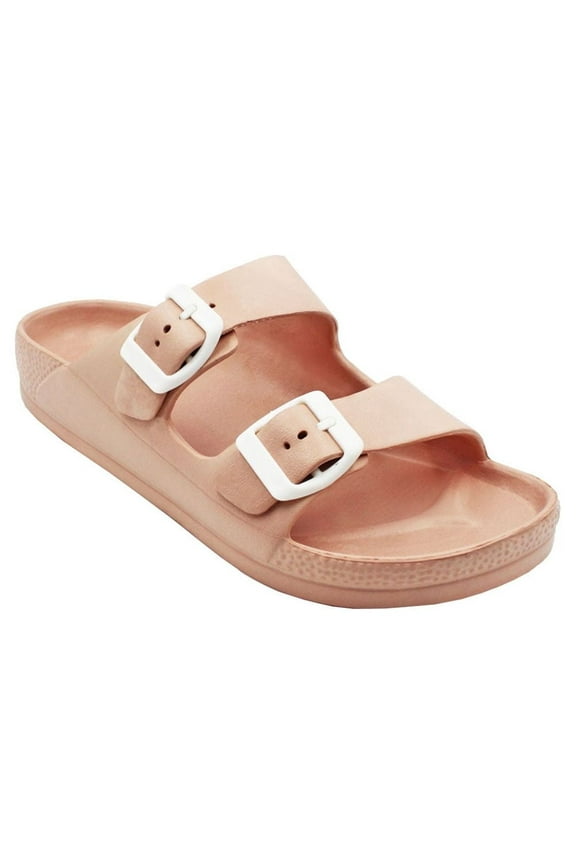 Women's Double Buckle Sandals Adjustable Strap EVA Lightweight Cushioned Slides