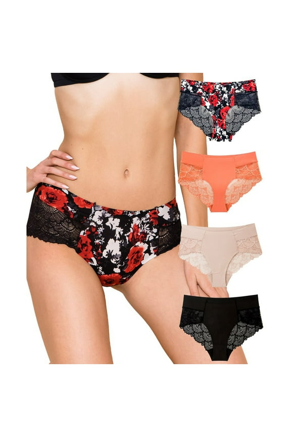 Women's 6 Pack Plus Size Seamless No Show Briefs High Waist Full Coverage Panties