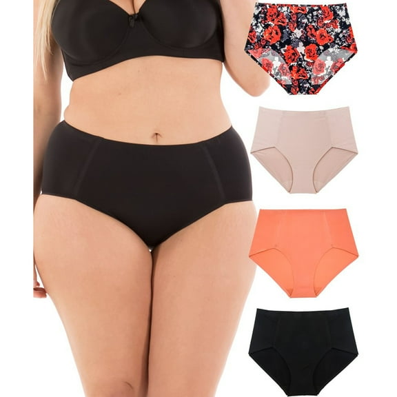 LAVRA Women's 6 Pack Plus Size Seamless No Show Briefs High Waist Full Coverage Panties