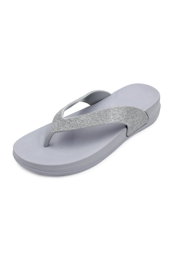 Women's Arch Support Bling Flip Flops Sparkle Summer T-Strap Sandals