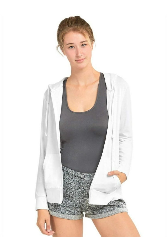 Women's Athletic Zip Up Hoodie Light Weight Exercise Jacket Sweater