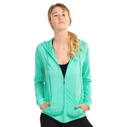 Women's Athletic Zip Up Hoodie Light Weight Exercise Jacket Sweater