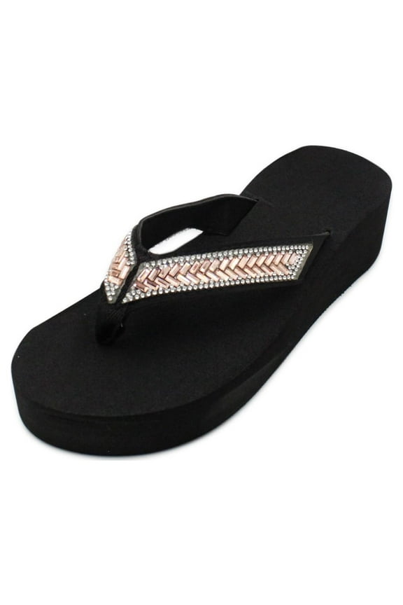 Women's Bling Flip Flops Platform Wedge Beach Sandals