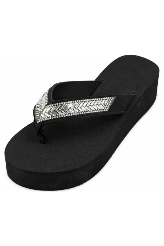 Women's Bling Flip Flops Platform Wedge Beach Sandals